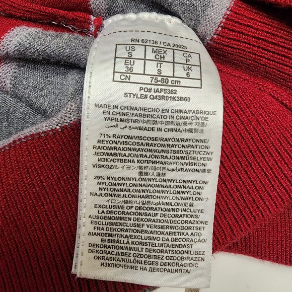 Guess Red Grey Silver Striped Sweater Small Party Dressy Wear - Picture 5 of 7